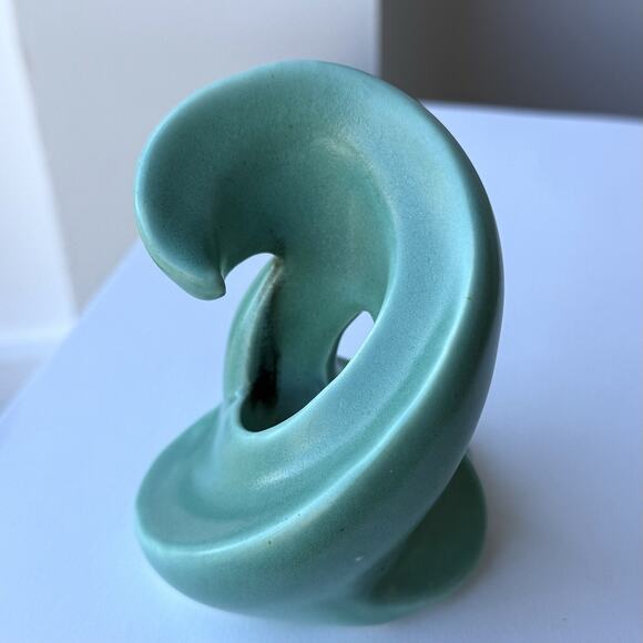 Stangl Pottery Free Form Swirl Candlestick Holder Turquoise Blue Glaze 3 3/4" - Picture 8 of 9